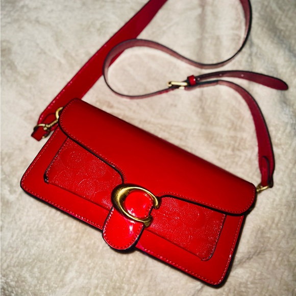 Coach Red and Gold Crossbody Bag with Leather Finish